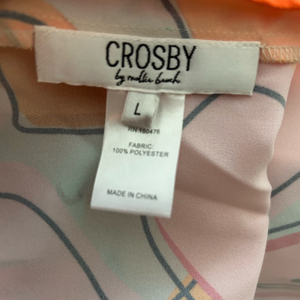 NWOT CROSBY by Mollie Burch Pink and Orange Floral Blouse, Size Large - Picture 2 of 15